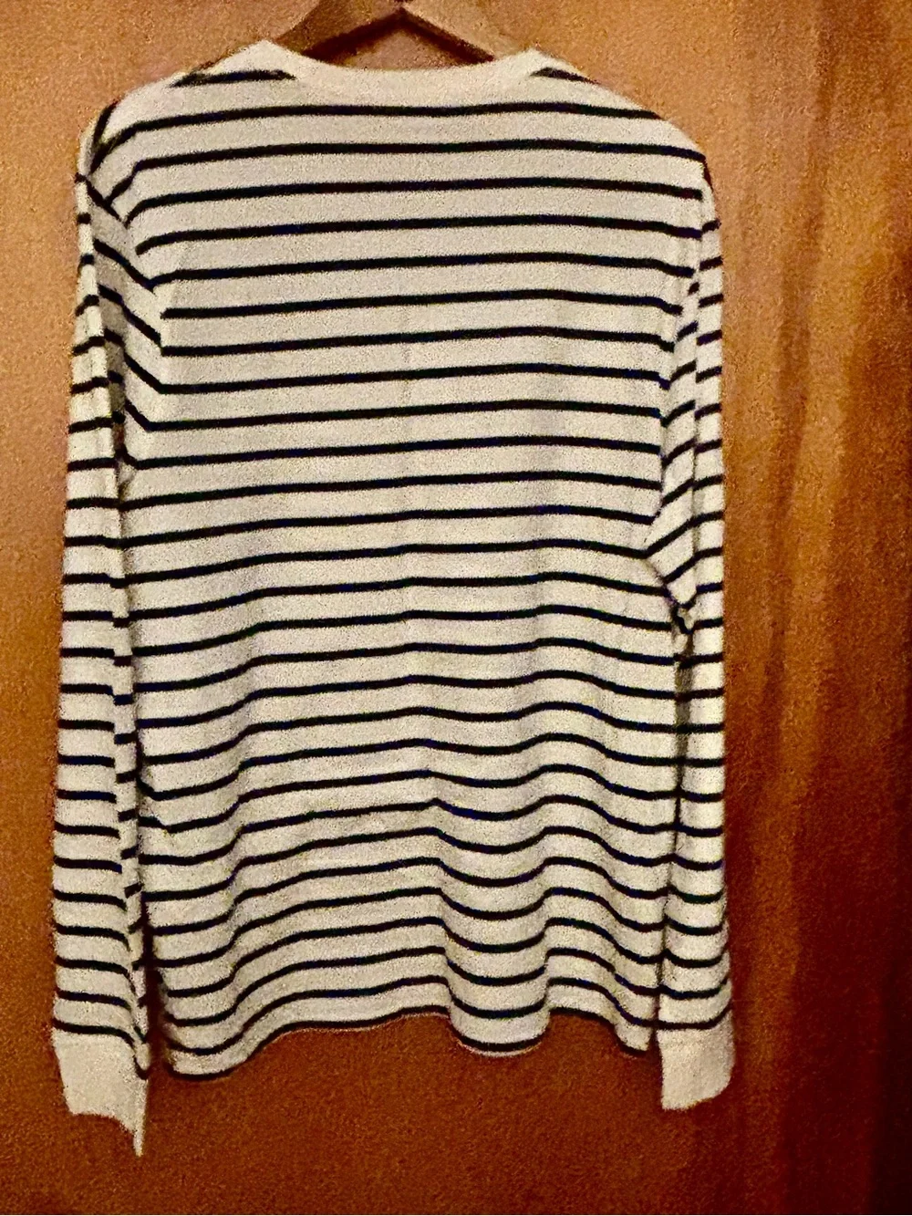 J. Crew White and Navy Striped Long Sleeve Tee